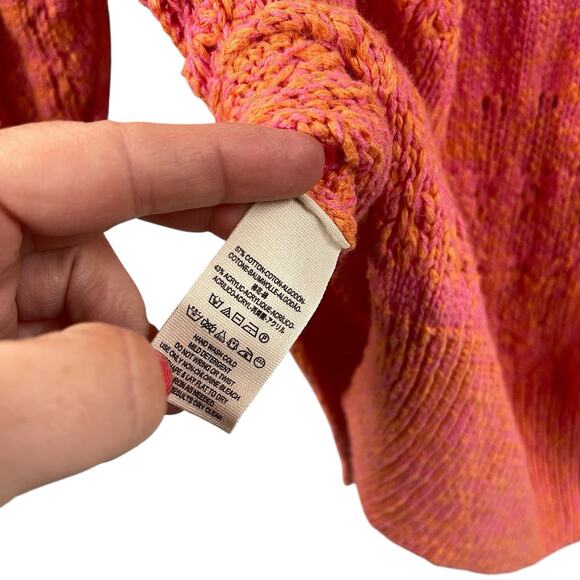 Free People Sweater Tunic Pink Orange Knitted V Neck Oversized XS - Picture 6 of 7